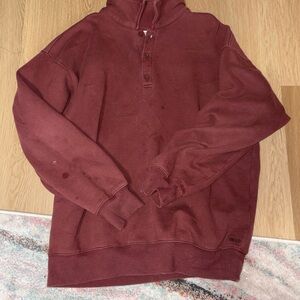 Aritzia Cozy Sweatfleece Mega Fit Polo Maroon Pullover Sweatshirt